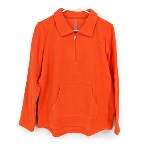 Zuda Polar Fleece Long Sleeve Quarter Zip Pullover Bright Orange Women's Size XS